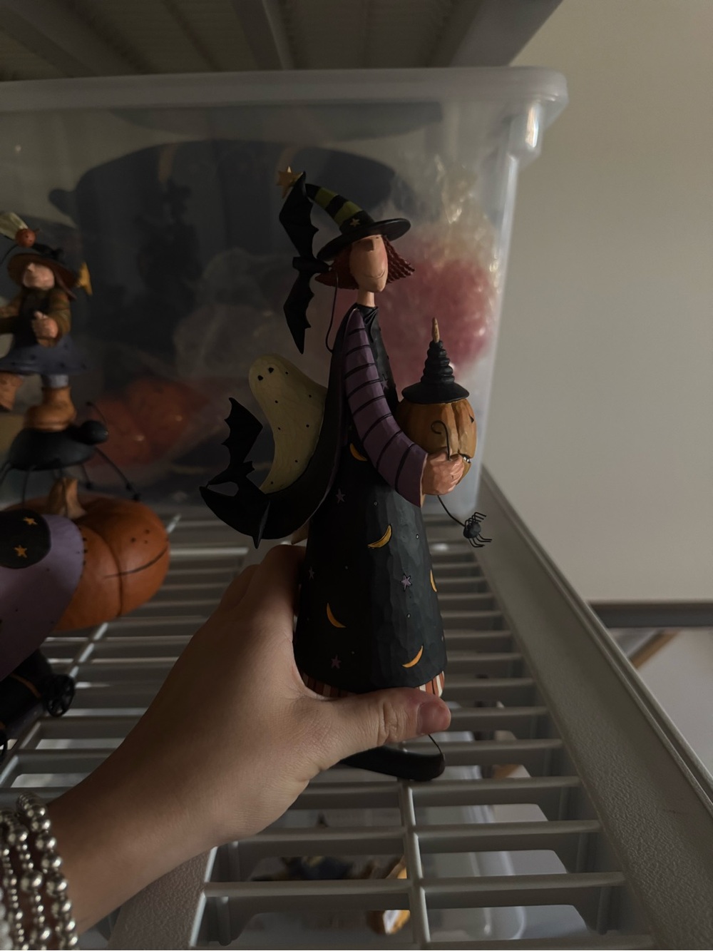 RARE Willieraye Halloween Witch Figurine - Black and Purple Decorative Accent